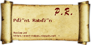 Pánt Rabán névjegykártya